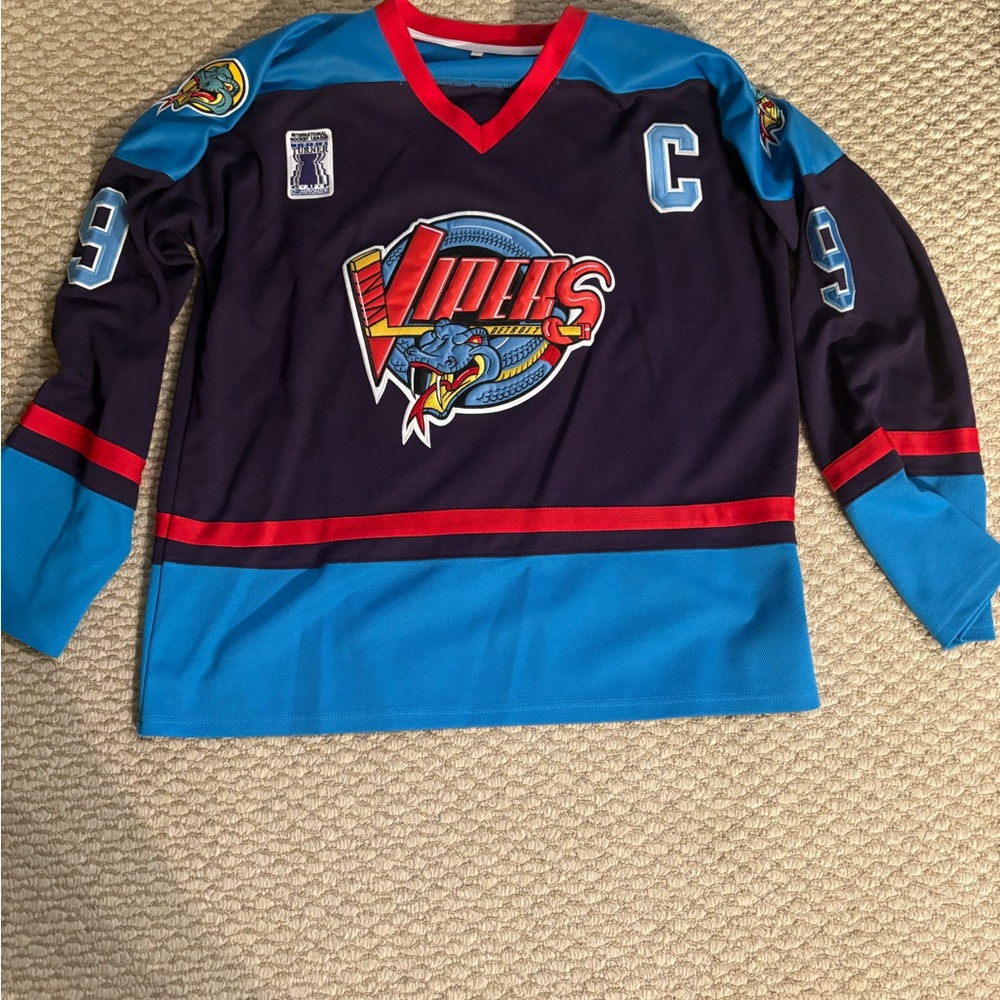 Vintage Detroit Vipers Gordie Howe Hockey Jersey With Patches Bauer Size 52